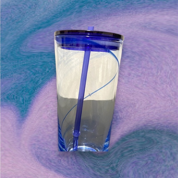 ♥︎ Starbucks 2020 HTF Blue Swirl Clear Glass Tumbler ♥︎ - Picture 5 of 6